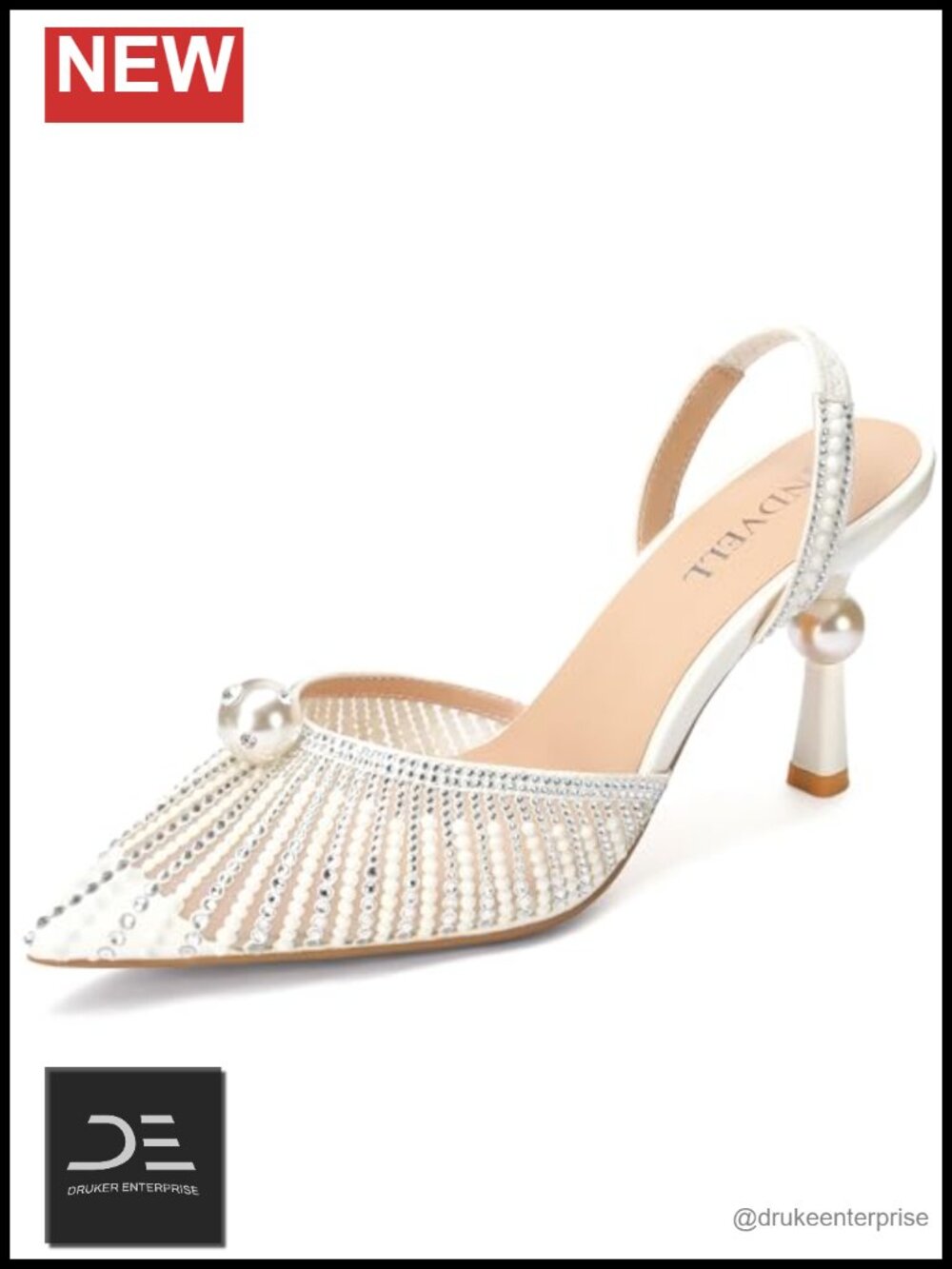 Slingback Heels Kitten Heel Closed Toe Pearl Rhinestone Sparkly Pumps Wedding